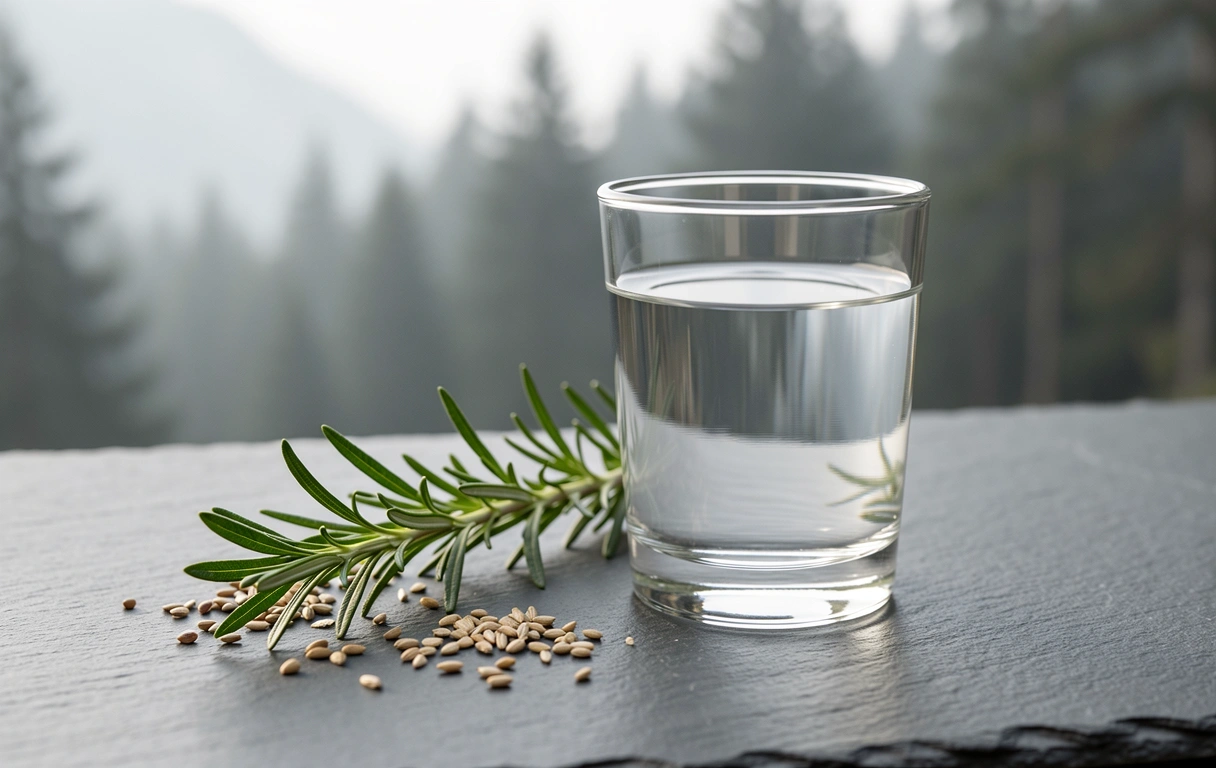 Klares Wasser und Rosmarin